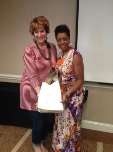 Here with Shari Braendel founder of Reveal Your Dignity and the bag 